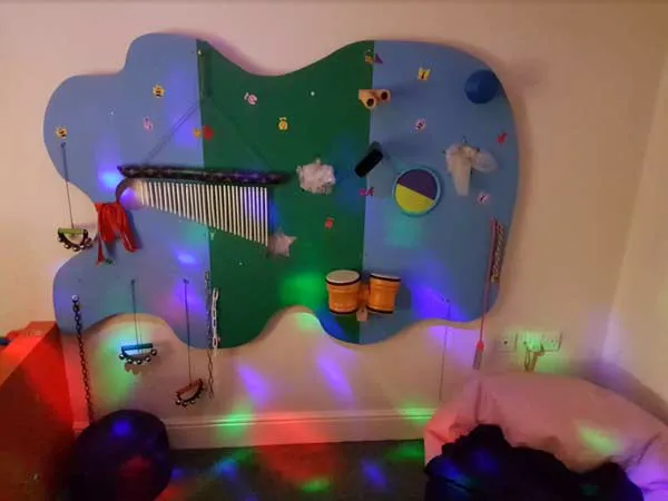 A sensory wall panel at Robinson House
